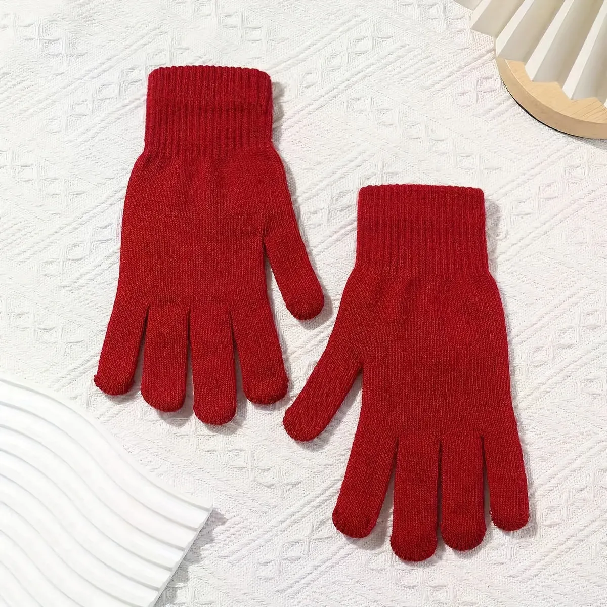 Women's Cozy Knit Gloves - Stretchy, Warm & Decorative Split-Finger Design For Casual Outings