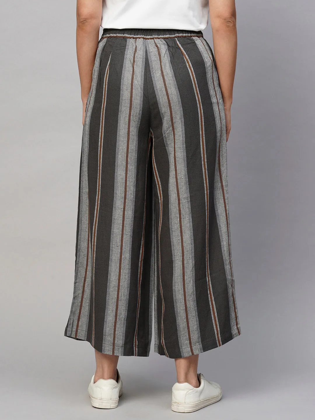 Women's Grey Viscose Linen Regular Fit Culotte