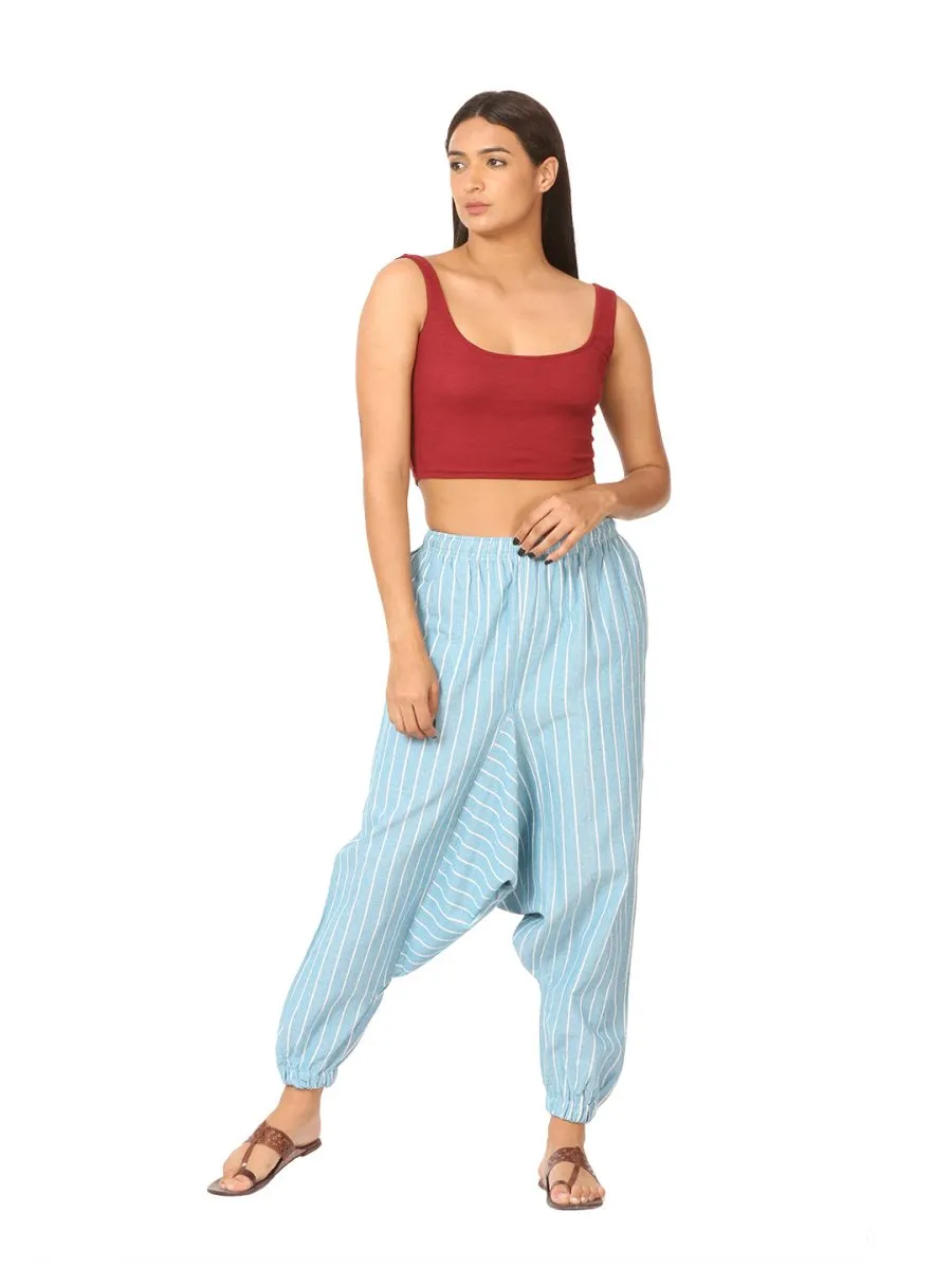 Women's Harem Pant | Blue Stripes | Fits Waist Size 28" to 36"