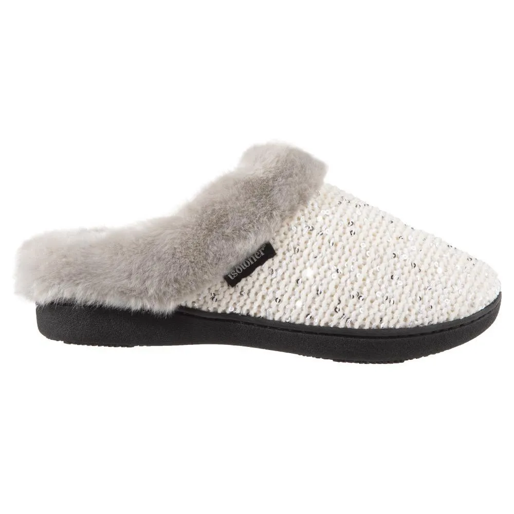 Women’s Sequined Sweater Knit Hoodback Slippers