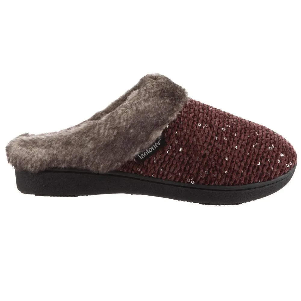 Women’s Sequined Sweater Knit Hoodback Slippers