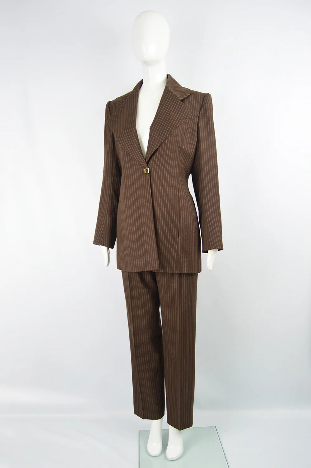 Women's Vintage Brown Pinstripe Trouser Suit, A/W 1998