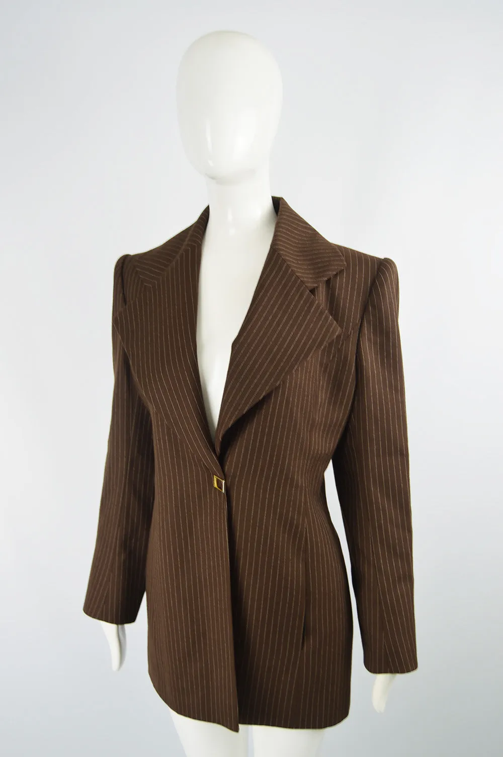 Women's Vintage Brown Pinstripe Trouser Suit, A/W 1998