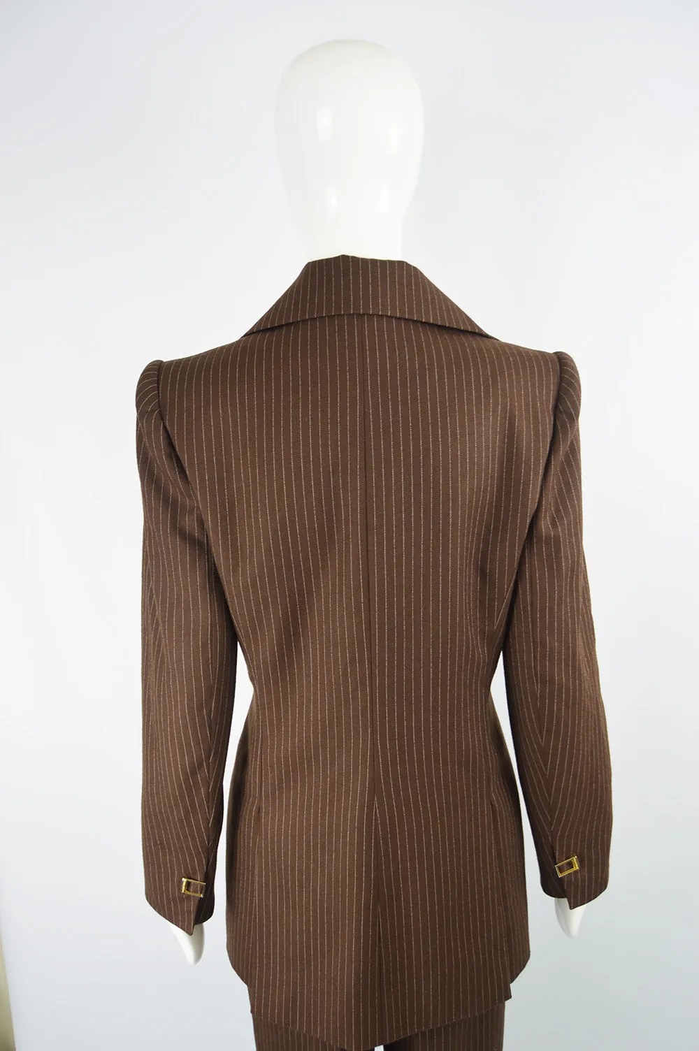 Women's Vintage Brown Pinstripe Trouser Suit, A/W 1998