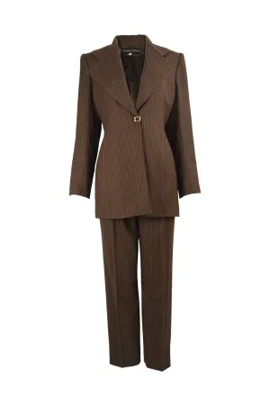 Women's Vintage Brown Pinstripe Trouser Suit, A/W 1998