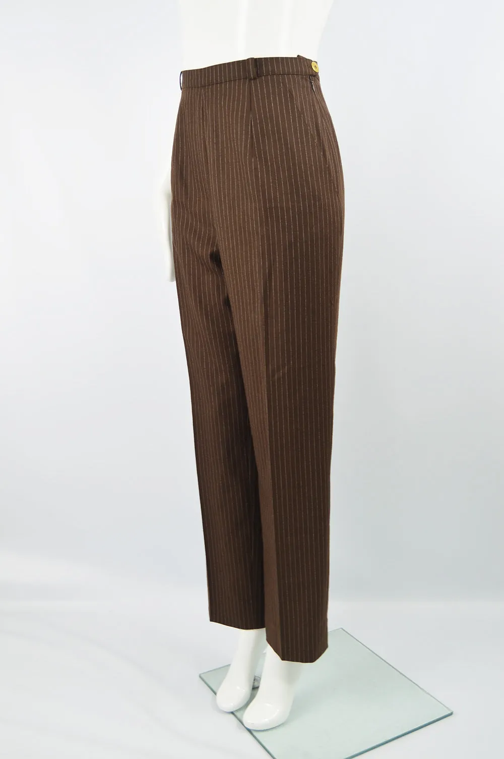 Women's Vintage Brown Pinstripe Trouser Suit, A/W 1998