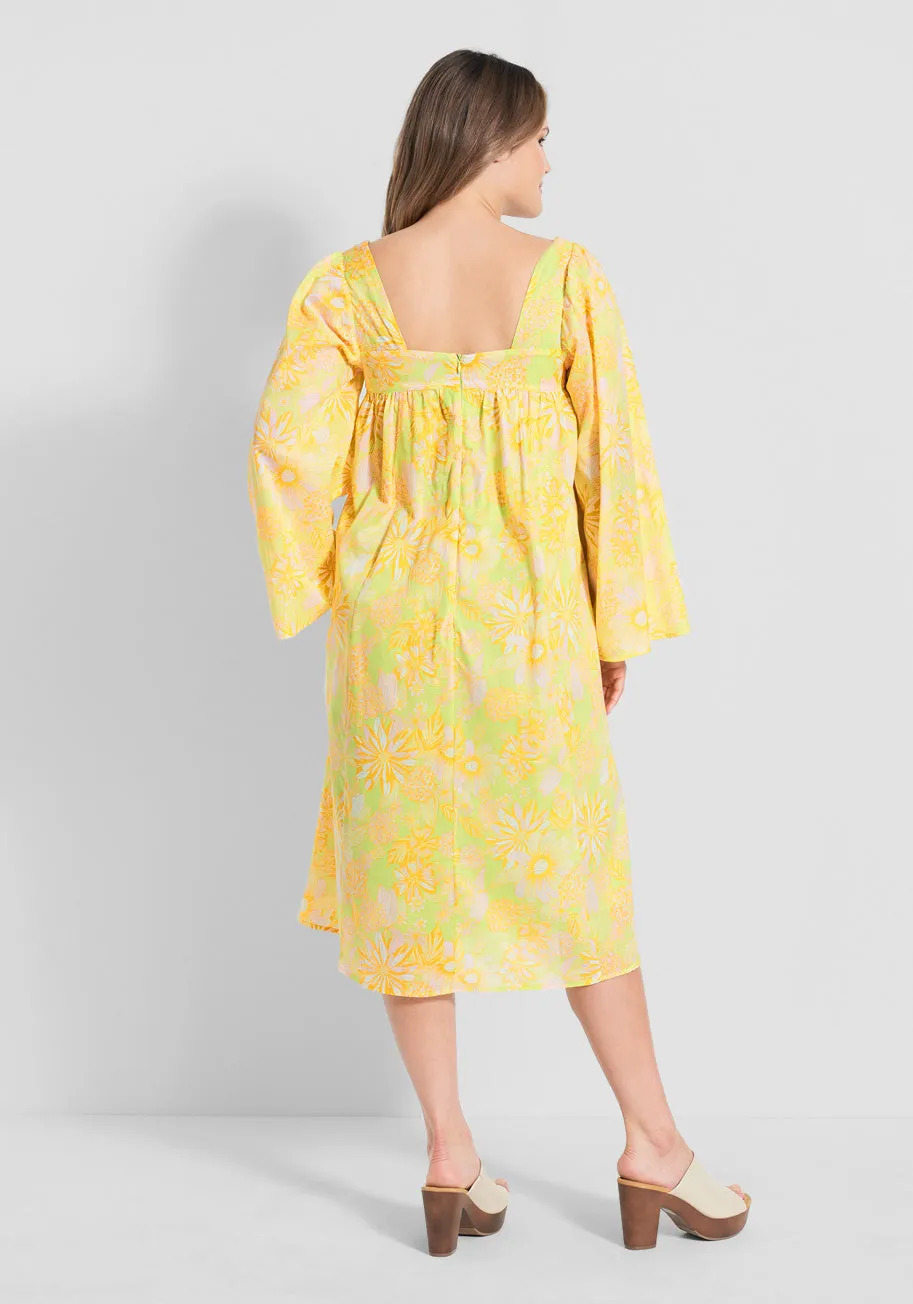 You Say Goodbye, I Say Yellow Midi Dress