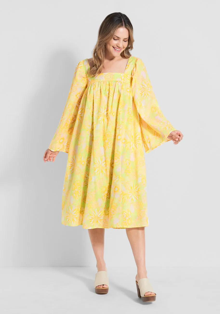 You Say Goodbye, I Say Yellow Midi Dress