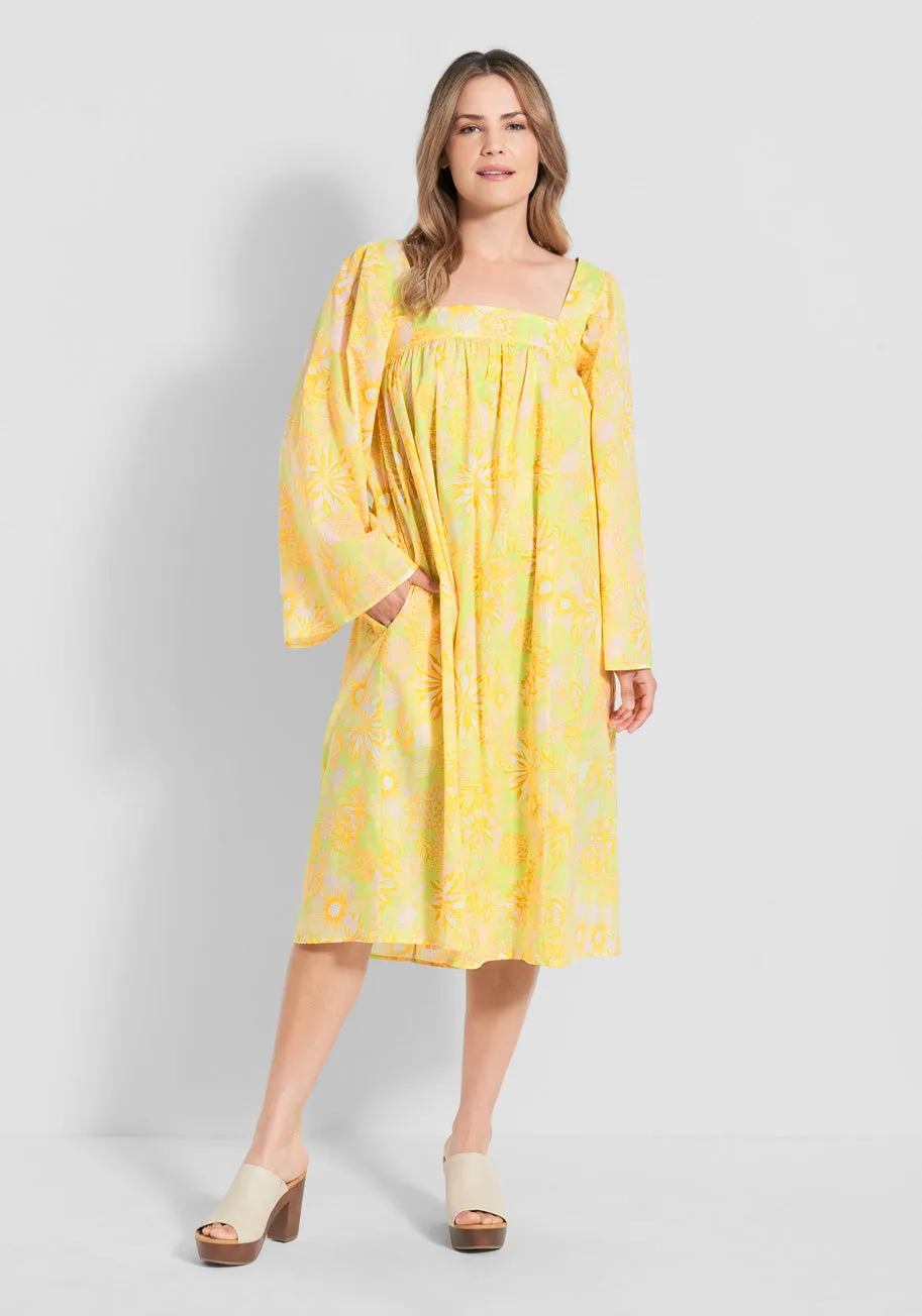 You Say Goodbye, I Say Yellow Midi Dress